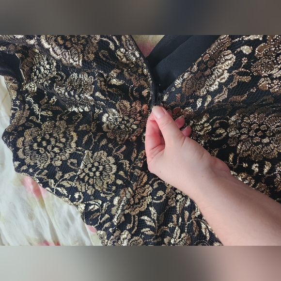 Vintage Gold and Black Gown Prom Dress size S - Picture 7 of 8